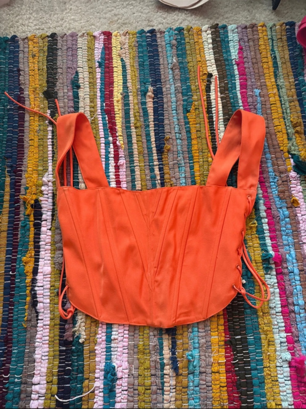 Fashion Nova Orange Corset Tank Top